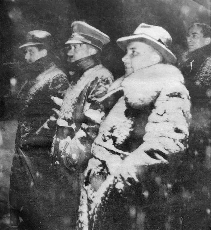 Adolf Hitler, Martin Bormann and Hermann Esser at the Obersalzberg for the New Year's celebration